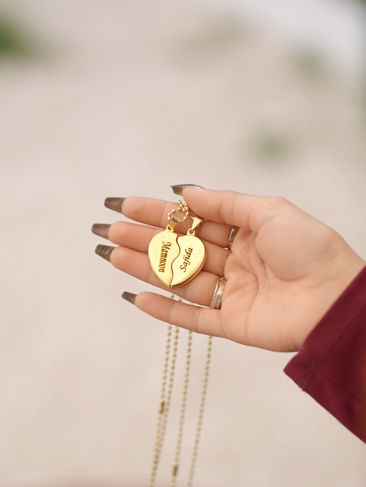 Broken heart couple locket