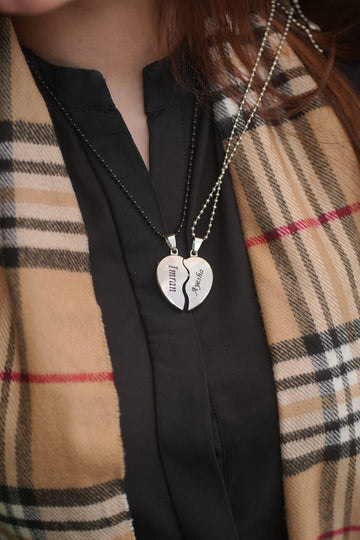 Broken heart couple locket