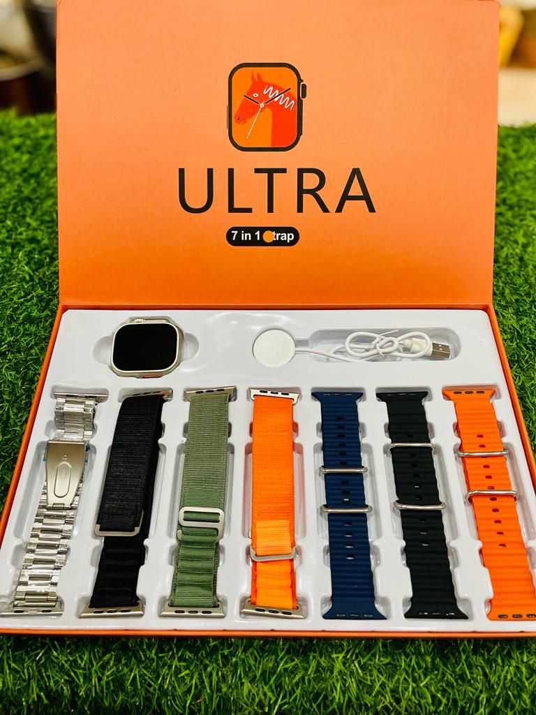 7 In 1 Ultra Smart Watch 2.1 Inch Full HD Screen Series 8 Wireless Charging 7 Straps Waterproof