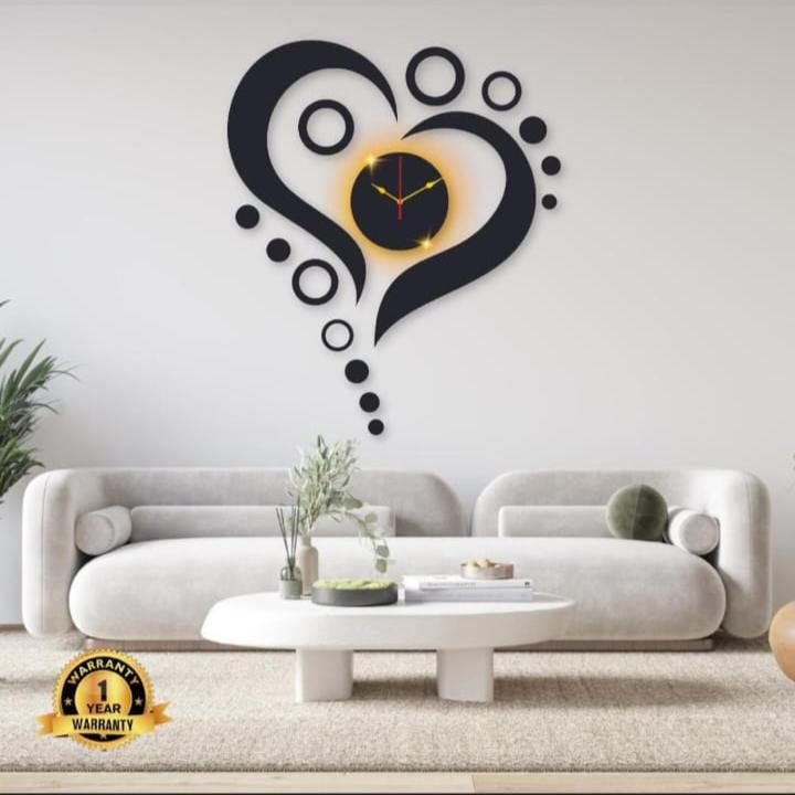 Heart Wooden Wall Clock