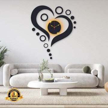 Heart Wooden Wall Clock
